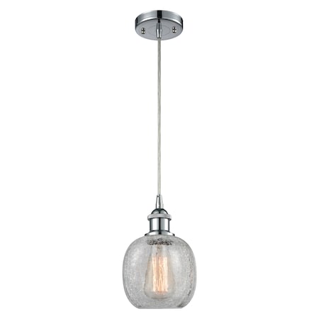 Belfast Vintage Dimmable Led 6 Polished Chrome Mini Pendant With Clear Crackle Glass